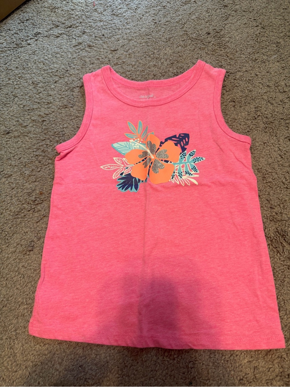 Cat & Jack Pink Floral Graphic Tank Top